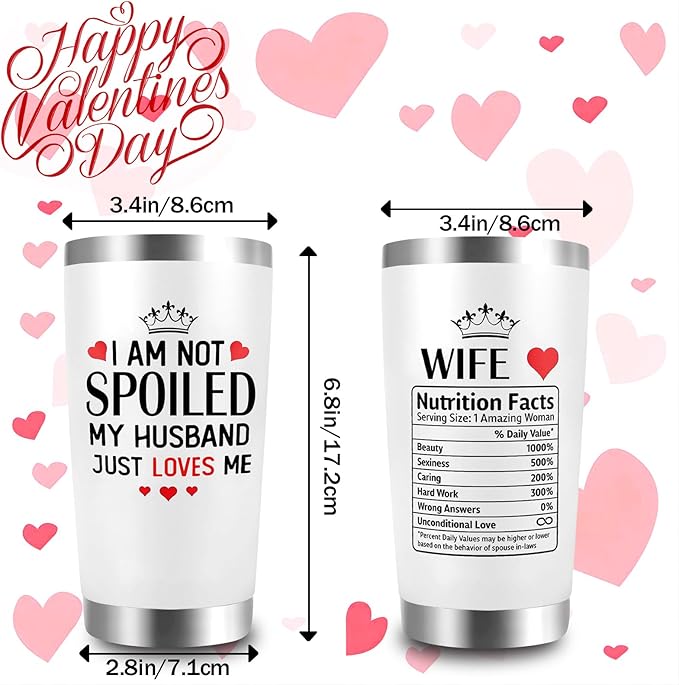 Valentines Day Gifts for Wife - Wife Gifts - Wife Tumbler, Valentine, Christmas, Mothers Day, Birthday Anniversary Wedding Present for Her, Women, Best Wife Ever Gift - 20oz Insulated Tumbler