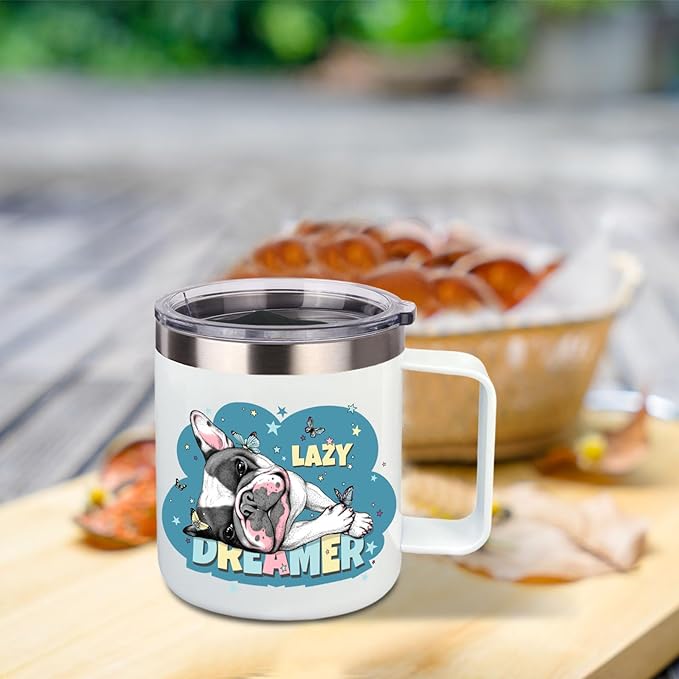 Volhoply 14oz sublimation Insulated Stainless Steel Coffee Mug with Leakproof Lid,Double Wall Vacuum Travel Cup with Handle,Reusable Metal Cups Tumbler,Camping Mugs Keep Hot/Cold(Sublimation,1 Set)