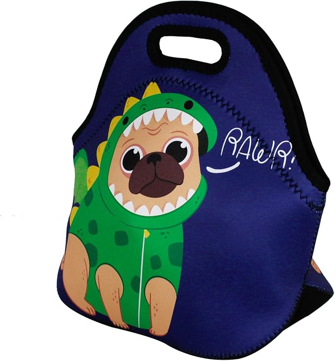 Violet Mist Womens Cute Reusable Neoprene Lunch Bag Insulated Lunch Box Dinosaur Thermal Blue lunch bags Waterproof lunchbags Animal Food Handbags Travel Work Gift for Women Men Adult Dinosaur Lover
