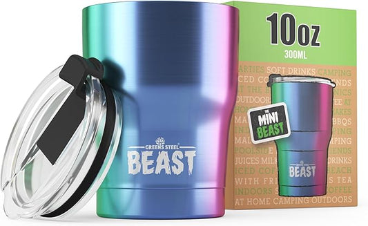 Beast 10 oz Tumbler Stainless Steel Vacuum Insulated Coffee Ice Cup Double Wall Travel Flask (Rainbow)