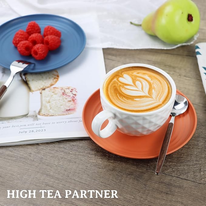 Wrova 5.5Inches Handy Appetizer Plates Set of 8 - Small Wheat Straw Plates 5.5 Inches for Sidedishes - Unbreakable Snack Plate Sets for Indoors and Outdoors Colorful Series