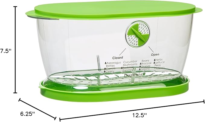 Prep Solutions by Progressive Lettuce Keeper Produce Storage Container, 4.7 Quarts, Green (LKS-06) (Pack of 3)