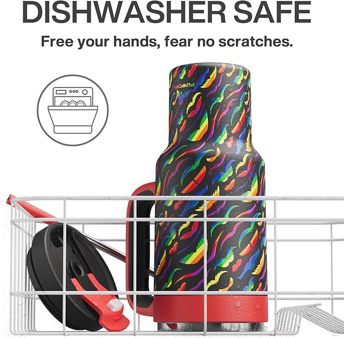 40 oz Tumbler with Handle, 2-in-1 Straw and Sip Lid, Leakproof, Dishwasher Safe, Insulated Stainless Steel Travel Coffee Mug, Keeps Cold for 34 Hours, Fits in Car Cup Holder (Rainbow Whiskers)