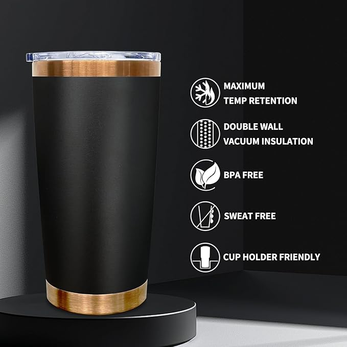 20 oz Tumbler Bulk 8 Pack Stainless Steel Tumbler with Lid and Straw, Double Wall Vacuum Insulated Travel Coffee Mug for Laser Engrave, Powder Coated Cup for Hot and Cold Drinks (Black,8 pack)