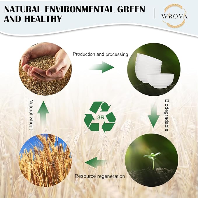 Wrova Wheat Straw Bowls Set 60 OZ, Unbreakable Large White Bowls Set of 6, Microwave and Dishwasher Safe Big Cereal Bowl for Dorm and Apartment, Salad Bowl for Serving Oatmeal and Popcorn (White)