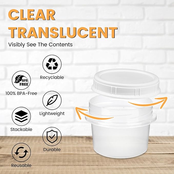 TUZAZO 4 Oz Small Freezer Containers with Lids 12-Count BPA Free Small Plastic Food Storage Containers for Snack, Sauce, Jam and Puree, Reusable Plastic Ice Cream Containers