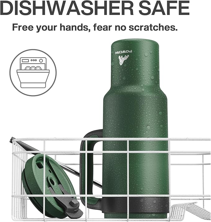 50 oz Tumbler with Handle, 2-in-1 Straw and Sip Lid, Leakproof, Dishwasher Safe, Insulated Stainless Steel Travel Coffee Mug, Keeps Cold for 34 Hours, Fits in Car Cup Holder (Forest)