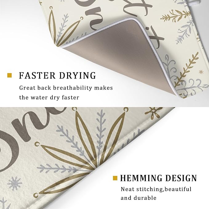 Christmas Snowflake Dish Drying Mats for Kitchen Counter 18×24 Inch Winter Snowflake Let It Snow Large Microfiber Drying Mat Kitchen Accessories Dish Rack Mat Drainer Pad Washable Absorbent