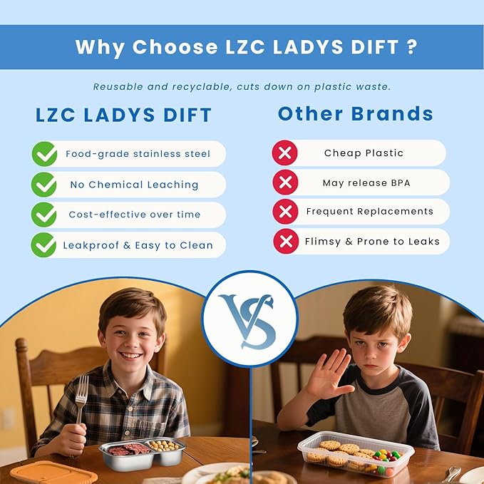 Reusable Stainless Steel Snack Containers, Capacity Upgrade 2 Compartment Snack Containers with Lids, Reusable Food Storage Containers with Lids for Travel, Outdoor, Camping (Orange)