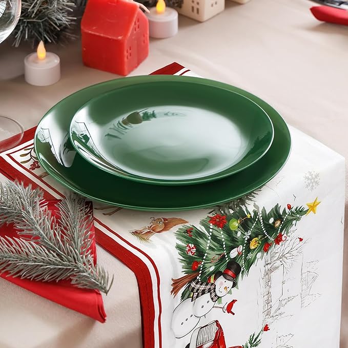 Christmas Snowman Pine Tree Napkins, 18×18 Inch Dinner Cloth Napkins Set of 4, Washable Cotton Soft Absorbent Square Table Top Decoration for Dining Kitchen Party Wedding