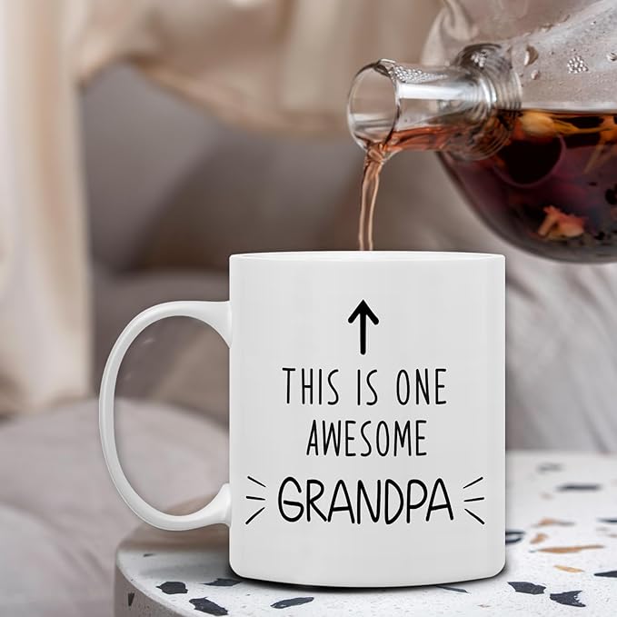 QASHWEY Grandpa Gifts Mug, Gifts for Grandpas Grandfather Coffee Mug, Grandpas Grandfather Gift from Grandkids Grandchildren Coffee Mugs, This is One Awesome Grandpa CoffeeCup Ceramic 11oz
