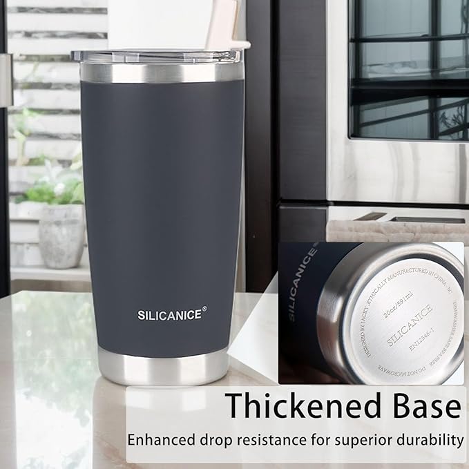 20 oz Stainless Steel Vacuum Insulated Tumbler with Lid And Straw,Durable Travel Iced Coffee Mugs Cups,Dishwasher Safe, Spill Proof,Grils Women men Friends Bottle,Easy Cleaning - Dark Gray