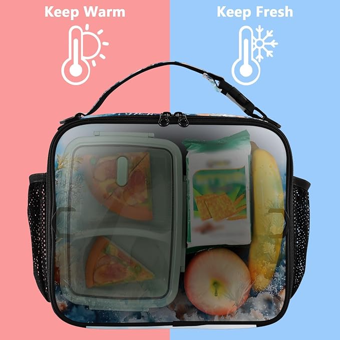 Sea Turtle Lunch Bag Ocean Animal Lunch Box for Women Leakproof Insulated Portable Lunch Tote Bag Cooler Bag for School Travel Office Picnic