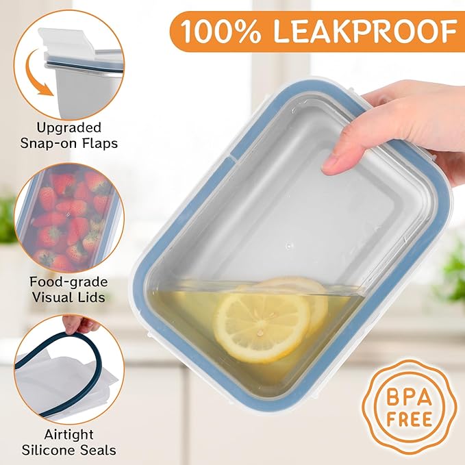 6-Piece 304 Stainless Steel Food Storage Containers with Lids, Leakproof & Airtight Bento Lunch Box, Oven/Freezer/Dishwasher Safe,Stackable Kitchen Storage Set