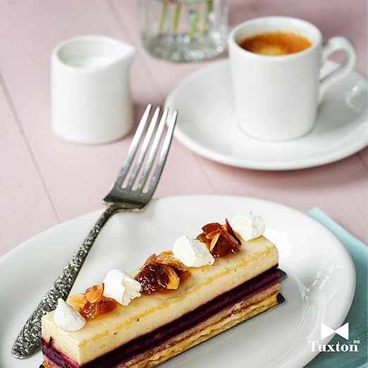 Tuxton China TRE-017 Tiara Mug, 8 oz., 3" Diameter x 3-7/8"H, Microwave and Dishwasher Safe, Oven Proof, Fully Vitrified, Ceramic, TuxCare, Healthcare, Reno/Nevada, American White/Eggshell, Pack of 36