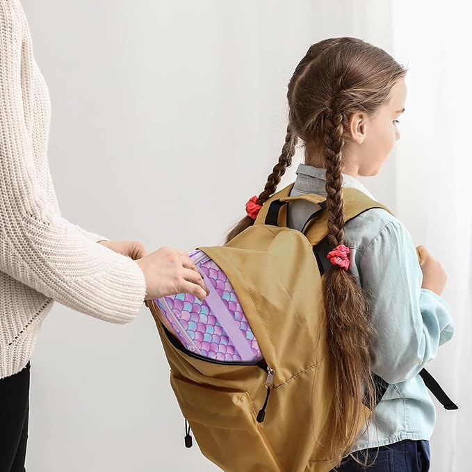 Cerbonny Small Lunch Cooler for Kids/Adults, Mini Insulated Cooler Bag with Buckle Handle for Work, School, Travel - Purple Scales