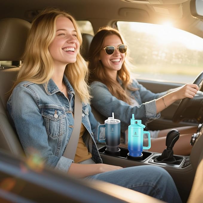 40 oz Tumbler with Handle and Straw or Convert to 40 oz Insulated Water Bottle Fits in Cup Holder. Stainless Steel Metal Water Flask with 2 Lids for Travel,Camping,Gym Sports Coffee Mug Thermal Cup