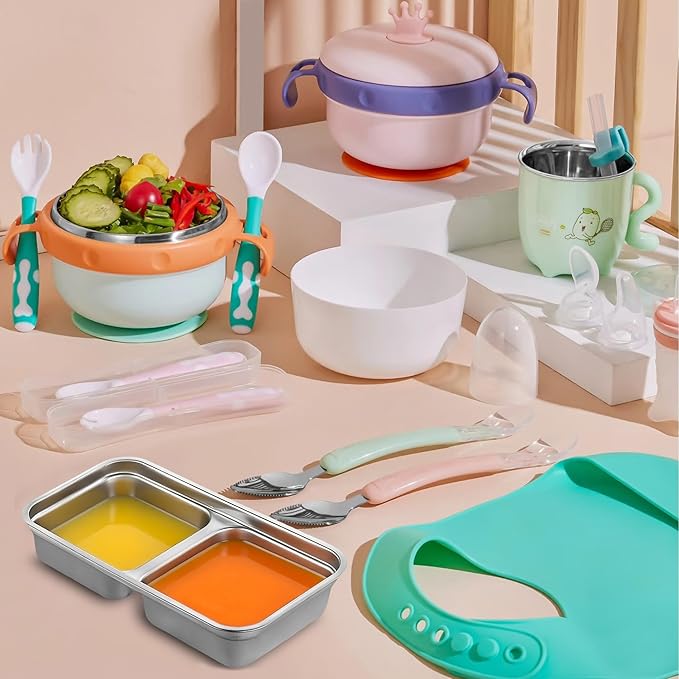 Stainless Steel Snack Containers - Reusable Double Compartment Bento Box with Lids, Leakproof & Dishwasher-Safe Food Storage for Travel, Camping, Takeout