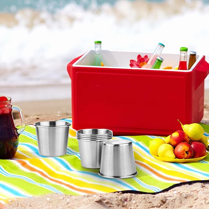 Resinta 6 Pack 5 oz Stainless Steel Cups Metal Shatterproof Stackable Pint Drinking Cups for Kids