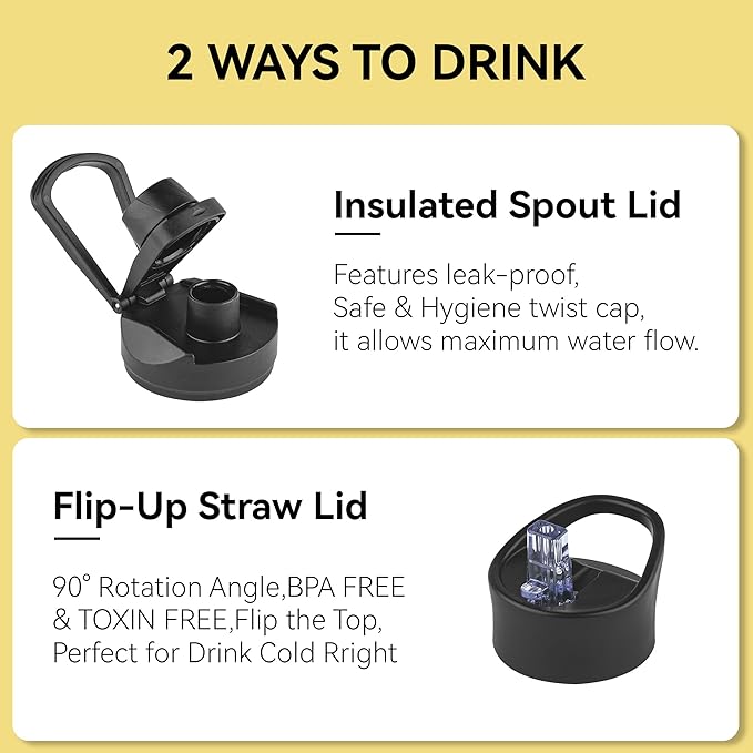 24 oz Insulated Water Bottle Bulk 4 Pack, Stainless Steel Sports Water Bottles with Straw Lid & Wide Mouth Lids, Double Walled Vacuum, Leak Proof, Pink Blue Gradient