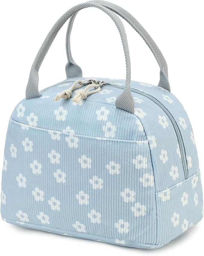 Bluboon Lunch Bag for Women Men Cute Corduroy Lunch Tote Bags Reusable Insulated Lunch Box Large Capacity Reusable Insulated Cooler for Work Picnic or Travel