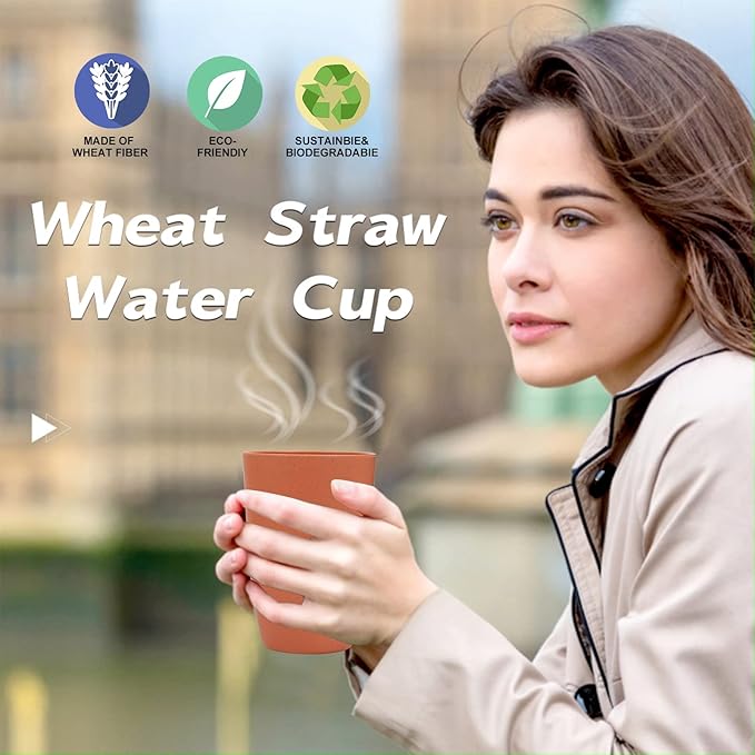 Wrova Wheat Straw Cups 6 PCS Good Alternative to Plastic Reusable Cups 20 oz Unbreakable Drinking Cup Reusable Dishwasher Safe Water Plastic Glasses Mixed Color