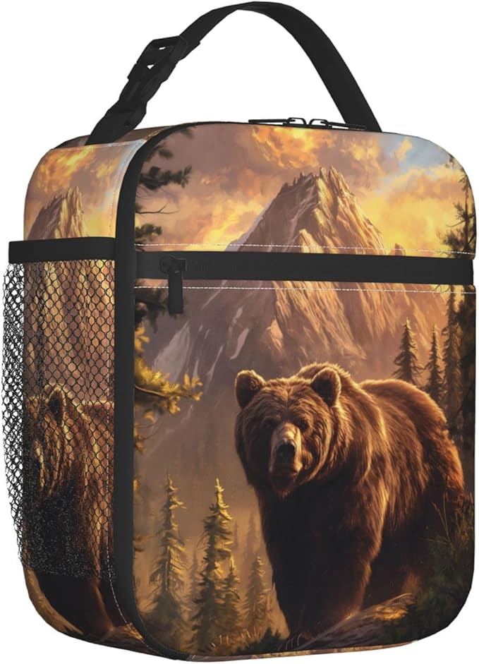 Bear Lunch Box for Adults Women Girls Boys Kids Animal Lunch Box Insulated Cooler Reusable Lunch Bag Container Gifts for Work Office Picnic Travel School