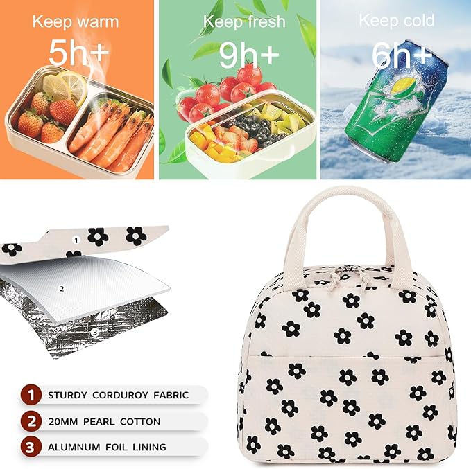 Bluboon Lunch Box for Women Cute Lunch Bag Reusable Insulated Lunch Bags Large Capacity Lunchbox Cooler for Work Picnic or Travel