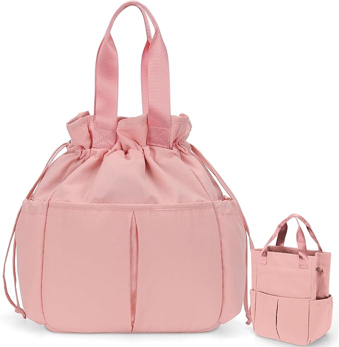 VS VOGSHOW Lunch Bag Women Cute Insulated Drawstring Lunch Bag 16 Cans Large Capacity Lunch Box for Work, Picnic, Outdoor (Pink)