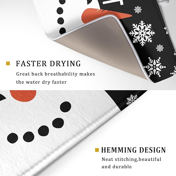 Winter Snowman Dish Drying Mats for Kitchen Counter 18×24 Inch Christmas Snowflake Let It Snow Large Microfiber Drying Mat Kitchen Accessories Dish Rack Mat Drainer Pad Washable Absorbent