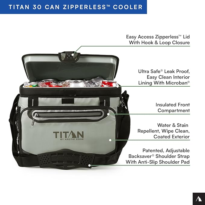 Titan by Arctic Zone Deep Freeze Cooler - Zipperless Hardbody Cooler - Deep Freeze Insulation, HardBody Liner, and SmartShelf