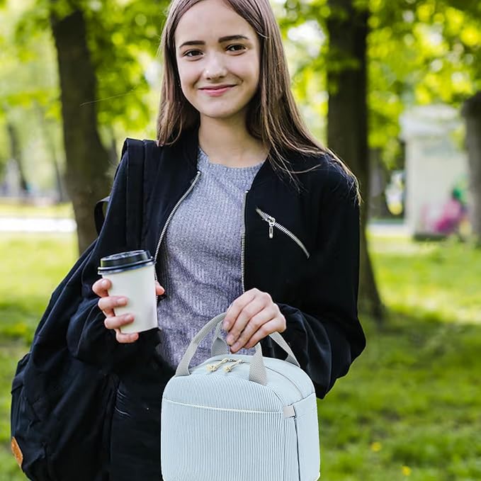 Bluboon Lunch Bag for Women Men Cute Corduroy Lunch Tote Bags Reusable Insulated Lunch Box Large Capacity Reusable Insulated Cooler for Work Picnic or Travel