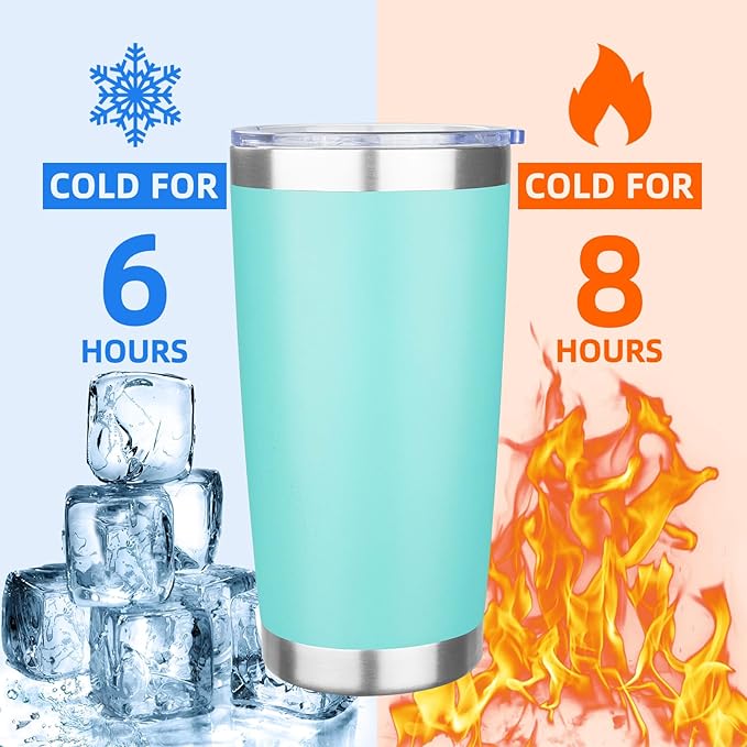 20oz Tumbler with Lid Stainless Steel Insulated Tumblers Travel Coffee Tumbler Bulk Double Wall Vacuum Insulated Water Cup Christmas Gifts for Women Men Her Him Home Office (Teal, 6pack)