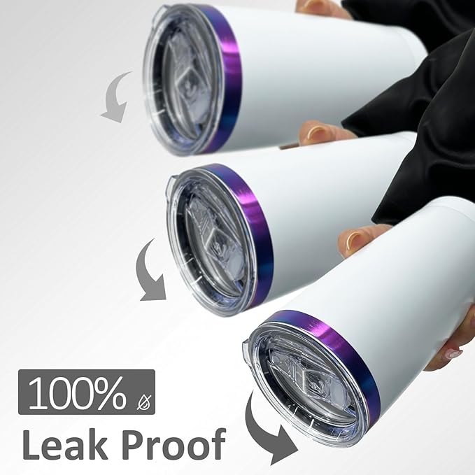 20 oz Tumbler Bulk 4 Pack Stainless Steel Tumblers with Lids and Straws, Double Wall Vacuum Insulated Travel Coffee Mug for Laser Engrave, Powder Coated Cups for Hot and Cold Drinks (White,4 pack)