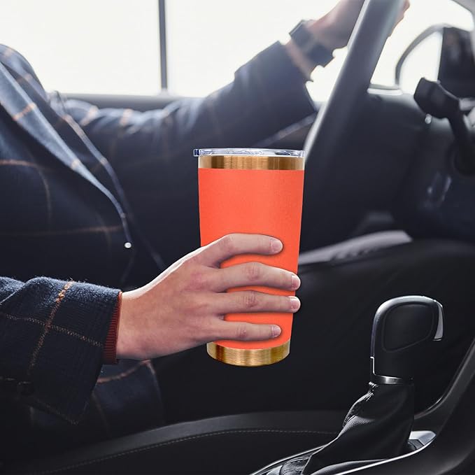 20 oz Tumbler Stainless Steel Tumbler with Lid and Straw, Double Wall Vacuum Insulated Travel Coffee Mug for Laser Engrave, Powder Coated Cup for Hot and Cold Drinks (Orange,1 pack)