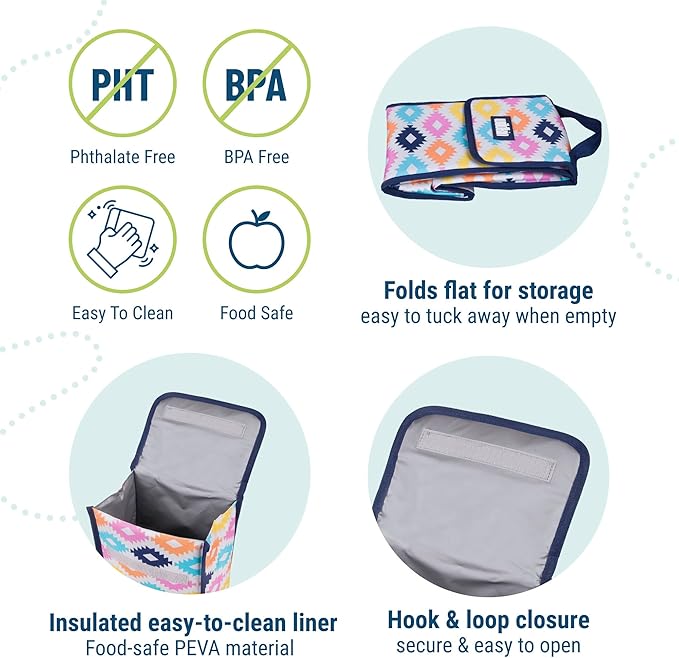 Wildkin Kids Insulated Lunch Bag – Reusable, Ideal for Hot/Cold Snacks, School & Travel - Aztec