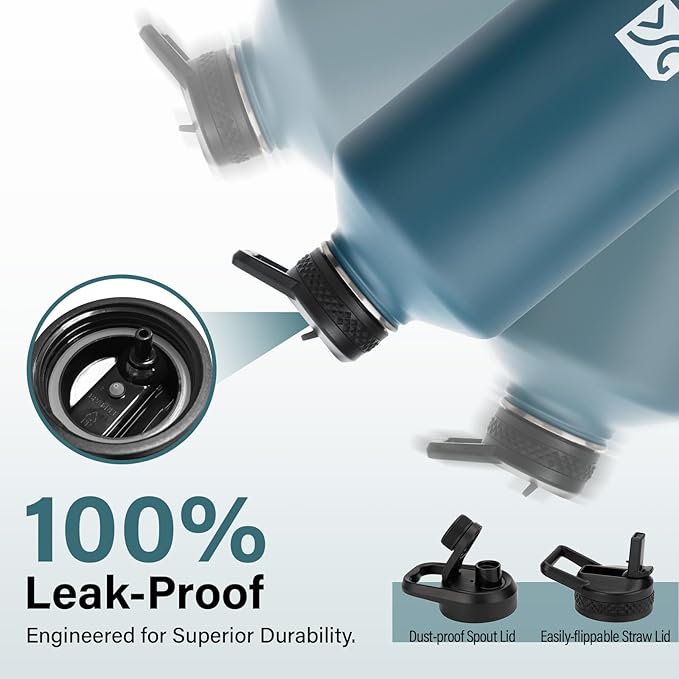 1 Gallon Water Bottle Insulated | Thickened Stainless Steel Vacuum Metal Water Jug | Portable Sports Large for Gym and Hiking with Straw, Carrier Bag, Handle Strap | BPA-Free 128 oz