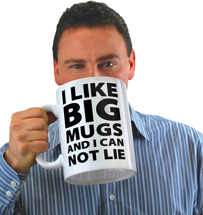 BigMouth Inc. Extra Large Coffee Mug 64 Oz - Giant Tall Ceramic Coffee Cup - Sturdy, Microwave Safe - Funny Huge Cup - Cool Gag Gift, White/Black