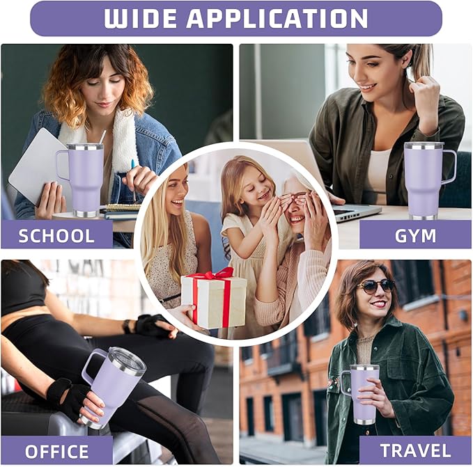 20 oz Tumbler with Handle Stainless Steel Insulated Coffee Mug Tumbler with Lid and Straw Double Wall Vacuum Insulated Coffee Mug Leak Proof Travel Mug Tumbler for Hot and Cold Drink (Mix Color-4)