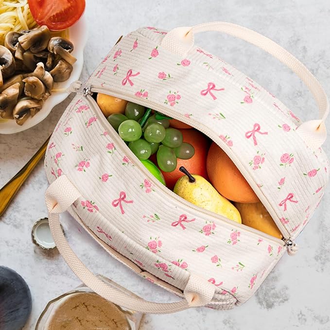 Bluboon Lunch Bag for Women Men Cute Corduroy Lunch Tote Bags Reusable Insulated Lunch Box Large Capacity Reusable Insulated Cooler for Work Picnic or Travel