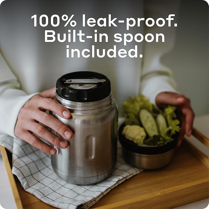 BOBBER 24 oz Insulated Stainless Steel Thermos for Hot Food with Extra-Wide Mouth, Built-in Spoon and Bowl – Keeps Food Hot for 14 Hours and Cold for 20 Hours (Matte)