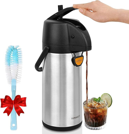 Airpot Coffee Dispenser Thermal with Pump,3L/102 Oz Insulated Stainless Steel Large Airpot Coffee Carafe Lever Action for Hot/Cold Water,Thermal Carafe for Hot Cocoa for Parties