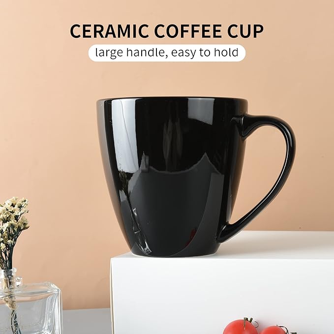 39oz Large Coffee Mug Ceramic Tea Cup for Office and Home Big Capacity with Handle also for Soup, Cereal and Salad(black