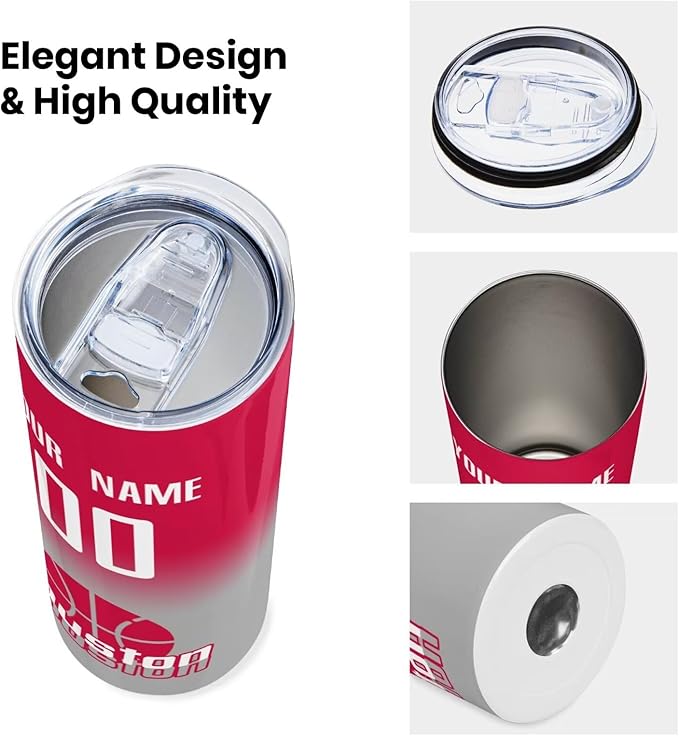 Custom Tumblers Stainless Steel Cup Personalized Basketball Insulation Travel Mug Add Your Name Number 20 oz Fans Gift for Men Women