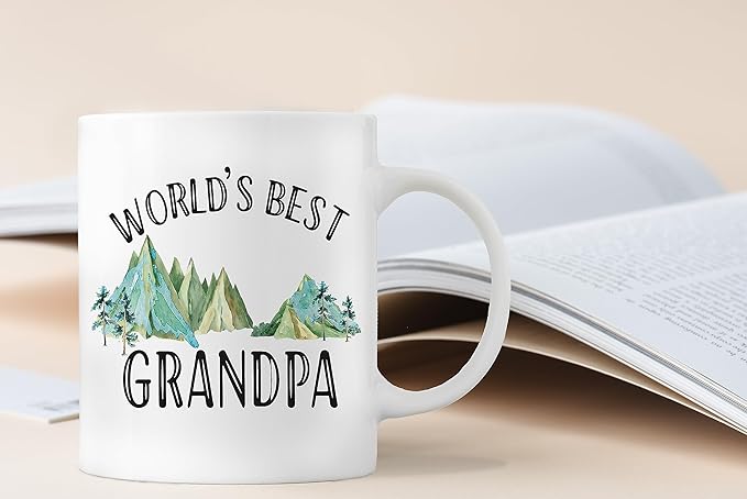 QASHWEY Grandpa Coffee Mug, Grandpa Gifts, BestGrandpa Mug, GrandpaCoffee Mugs Tea Cup Gifts for GrandpaPapa Dad Men, World’s Best GrandpaCoffee Cups Ceramic 11oz