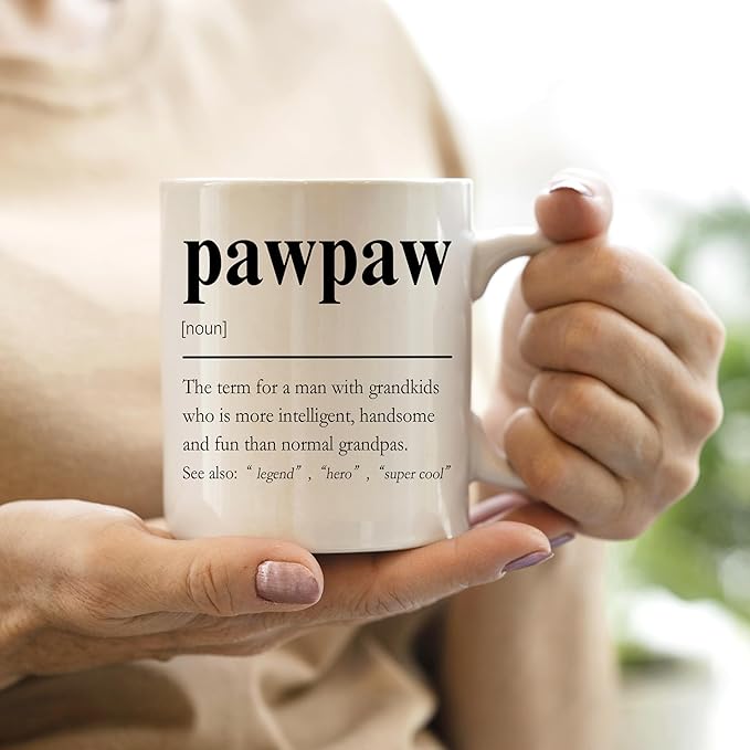 QASHWEY Pawpaw Mug, GrandpaPawpaw Gifts from Grandkids Coffee Mug, Grandpa Paw Paw Gifts Mugs, Fathers Day Christmas Mugs Tea Cup Gift for PawpawGrandpa, Pawpaw Definition Coffee Cups Ceramic 11oz