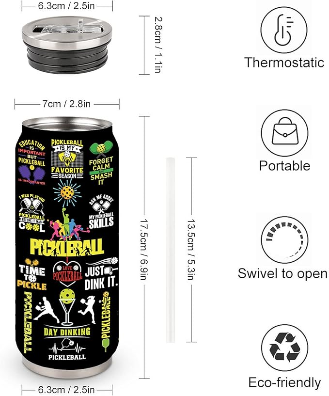 Pickleball Tumbler Cup Travel Mug With Lid,Pickleball Lover Birthday Gifts Stainless Steel Vacuum Coffee Mug Cup Pickleball Gifts For Women Men 17 Oz