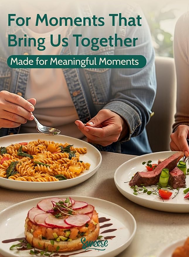 Sweese Porcelain Dessert Plates 7.4 Inch - Set of 6, Salad Appetizer Plates, Microwave Dishwasher Safe, Scratch Resistant, Blue