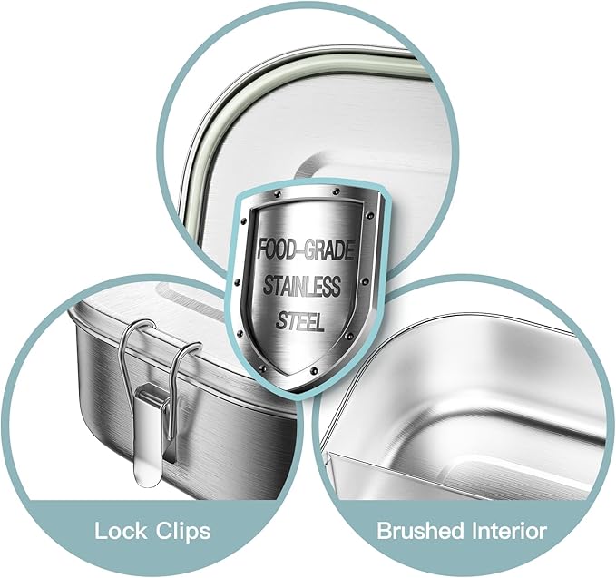 40oz Lunch Box, 1200ml Stainless Steel Lunch Containers, Metal Bento Box, Leakproof Food Storage Box for Travel, Work