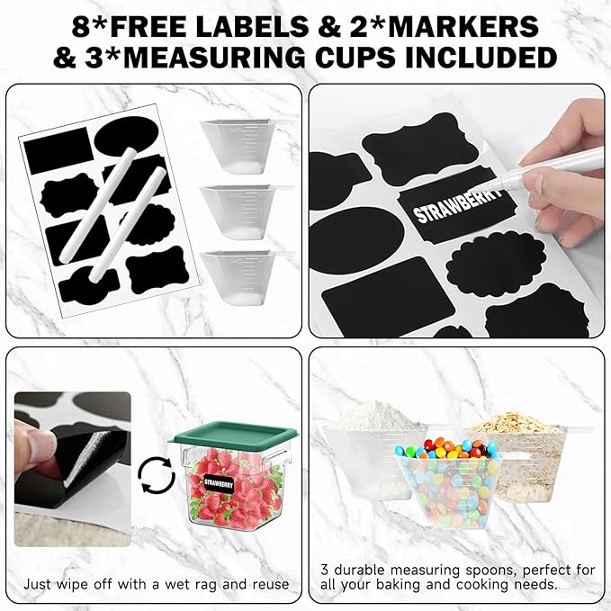 6QT NSF Food Storage Containers: 8 PCS [Food Grade][Hot&Cold Resistant] Commercial Clear Square Food Storage Containers with Scales Handles for Home Restaurant Kitchen Proof Dough(BPA FREE-GREEN)